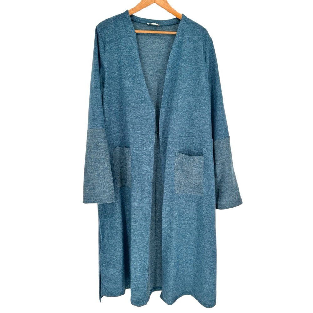 Blumin Boutique Blue Long Duster Cardigan size 2X Pockets Long Sleeves